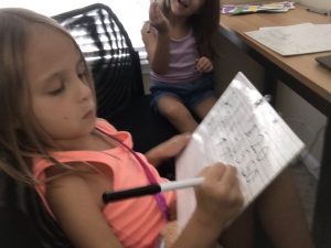 Showing a 6-year-old doing school at home