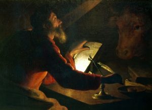 Luke writing his Gospel